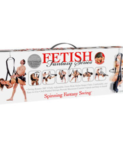 Front angled view of the product packaging for the Fetish Fantasy Spinning Fantasy Swing
